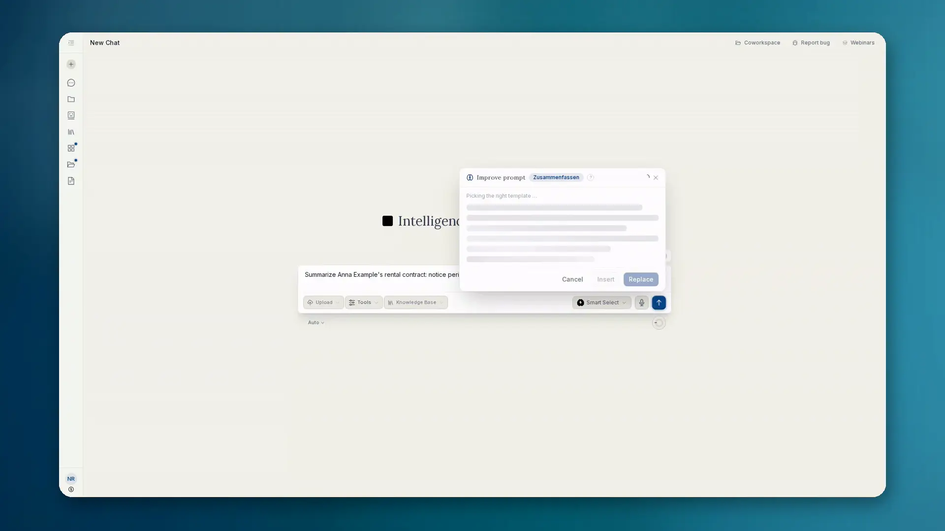 Improve prompt (brain) on the Send button, visible when draft text is present.