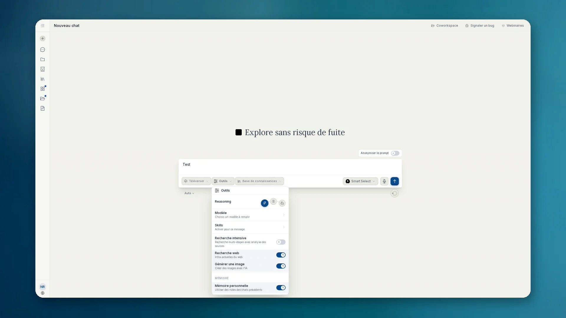 Outils → Generate Image dans le composeur du chat.